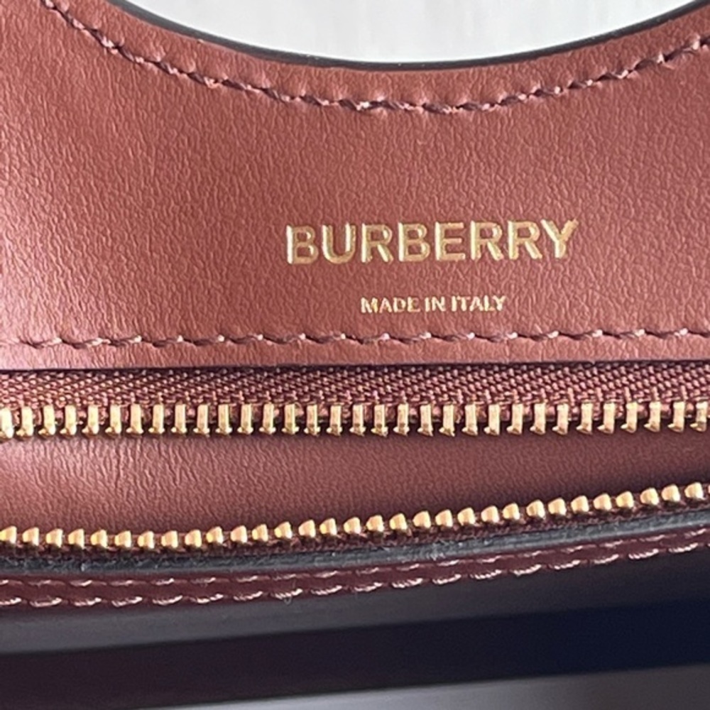 BURBERRY Mini Check Jacquard Pocket Bag- Dark Birch Brown - Picture 10 of 14